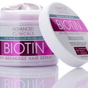 Advanced Clinicals Biotin Hair Treatment Anti-Breakage Repair Hair Mask. Strengthen Broken, Color-Treated Hair W/Repairing Deep Conditioner Manuka Honey & Caffeine, Hydrating Mask Restores Weak Hair