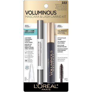 L’Oreal Paris Lash Serum + Voluminous Washable Blackest Black Mascara 0.25 Fl Oz Double pack