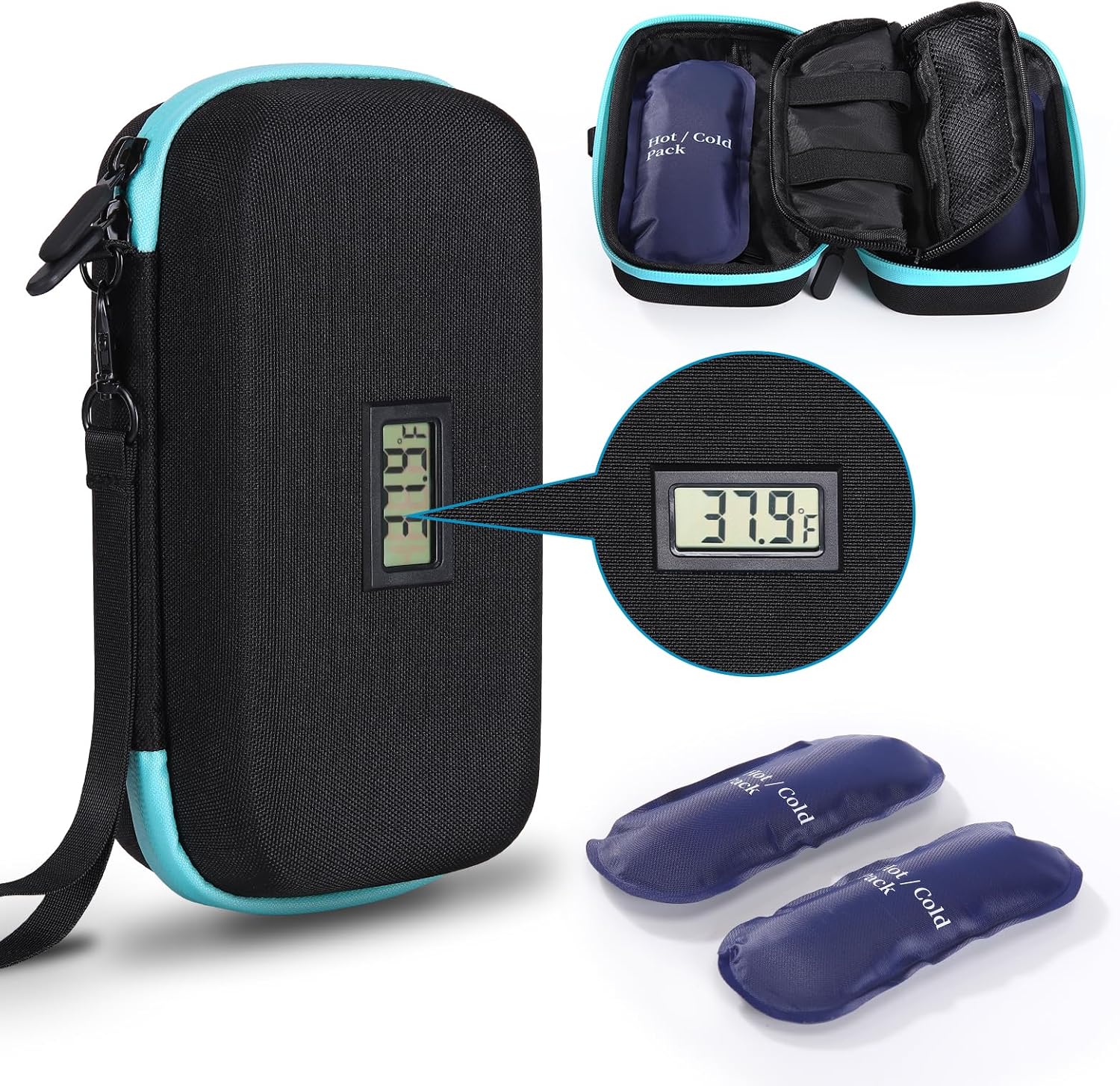 Insulin Cooler Travel Case,24h Medication Diabetes Travel Case Featuring Temperature Display, Refrigerated Medicine Organizer Bag TSA Approved with 2 Ice Packs Insulin Cooler Travel Case,24h Medication Diabetes Travel Case Featuring Temperature Display, Refrigerated Medicine Organizer Bag TSA Approved with 2 Ice Packs