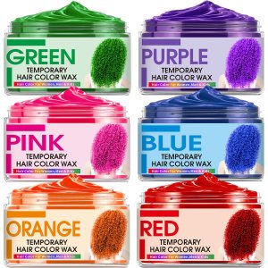 6 Color Temporary Hair Color Wax, Stocking Stuffers for Kids, Blue Green Purple Pink Orange Red Hair Dye Natural Instant Hair Wax Color,DIY Temporary Hair Color for Kids Women Men Daily Party Cosplay