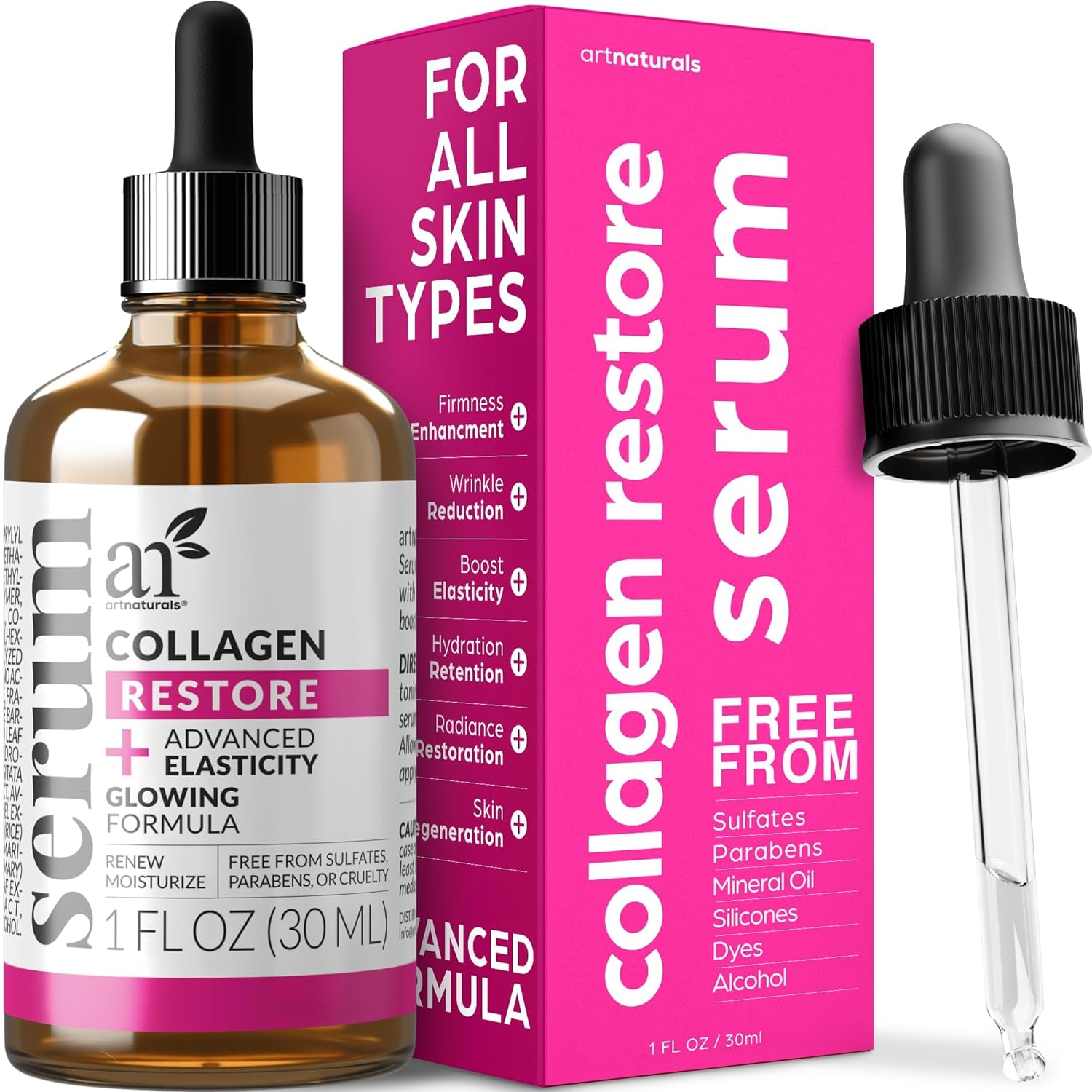 artnaturals Collagen Booster Serum for Face – Anti-Aging Reduces Wrinkles and Boosts Collagen – Heals and Repairs Skin – Improves Tone and Texture – Hyaluronic Acid & Vitamin E – 1 oz. artnaturals Collagen Booster Serum for Face – Anti-Aging Reduces Wrinkles and Boosts Collagen – Heals and Repairs Skin – Improves Tone and Texture – Hyaluronic Acid & Vitamin E – 1 oz.