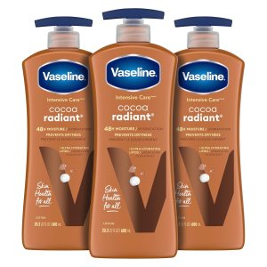 Vaseline Intensive Care Body Lotion for Dry Skin Cocoa Radiant Lotion Made with Ultra-Hydrating Lipids and Pure Cocoa Butter for a Long-Lasting, Radiant Glow 20.3 oz, Pack of 3