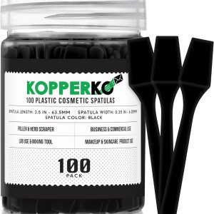 100 Pack 2.5 Inch Cosmetic Spatulas – Small Plastic Spatula for Cosmetics, Creams, & Crafts | Makeup Spatula or Multipurpose Mini Applicator for Mixing, Skincare, or Scraping Jars | Black