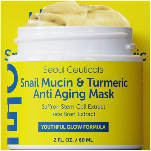 SeoulCeuticals Korean Face Mask Skin Care – Snail Mucin Turmeric Mask for Face – Cruelty Free K Beauty Anti Aging Face Mask for Healthy, Youthful Glow 2oz