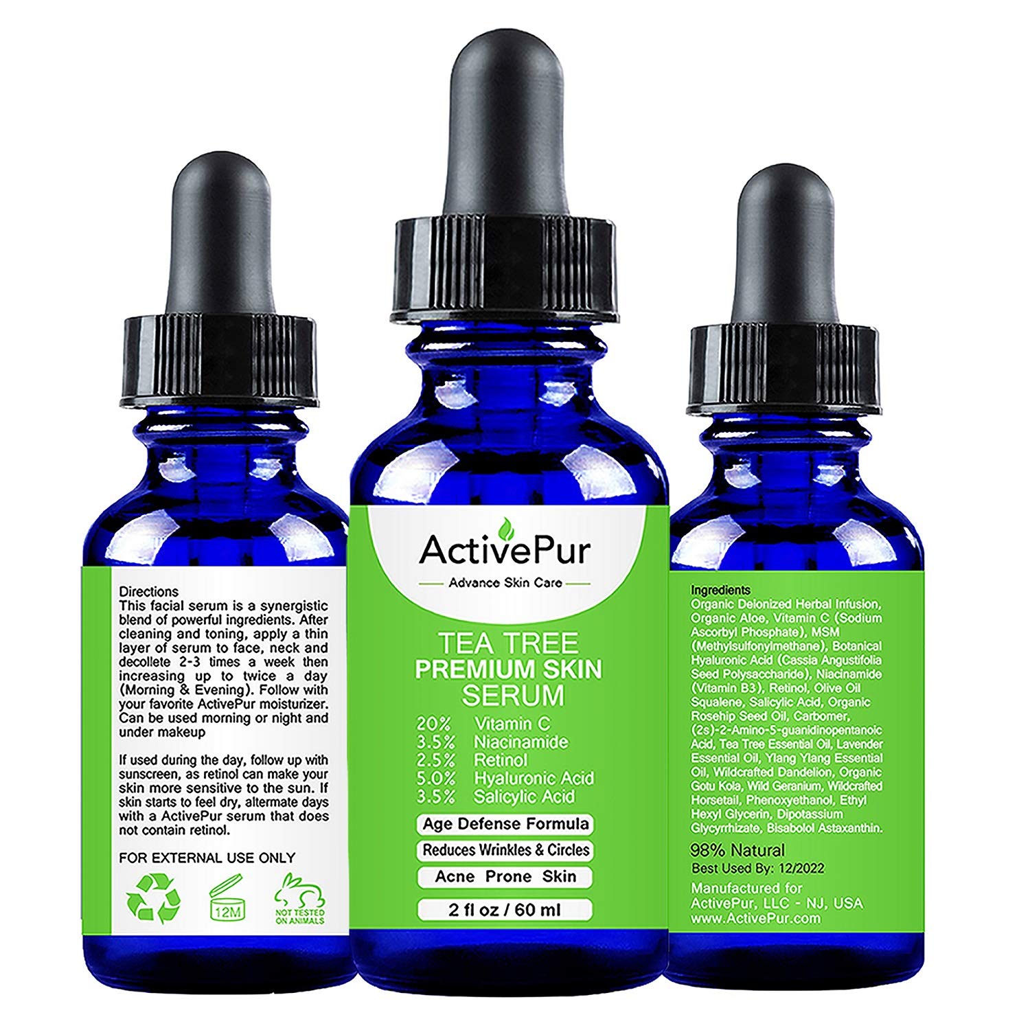 Tea Tree Serum Oil for Acne Facial Skin Serum 20% Vitamin C Hyaluronic Acid Retinol helps in Hyperpigmentation Wrinkles Anti Aging Dark Spots Blemishes Acne Scars (2 Oz/60 ml) Tea Tree Serum Oil for Acne Facial Skin Serum 20% Vitamin C Hyaluronic Acid Retinol helps in Hyperpigmentation Wrinkles Anti Aging Dark Spots Blemishes Acne Scars (2 Oz/60 ml)