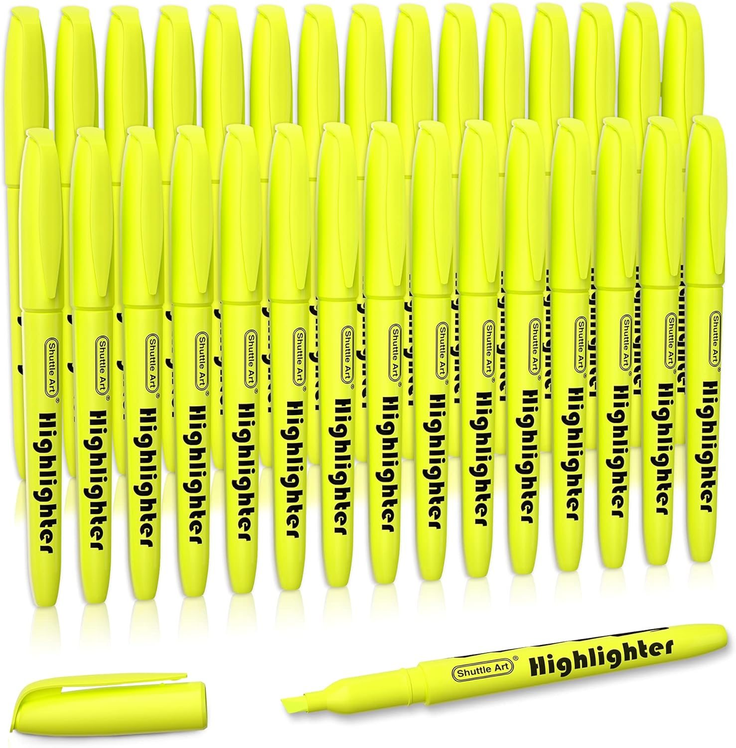Shuttle Art Yellow Highlighters, 30 Pack Highlighters Bright Colors, Chisel Tip Dry-Quickly Non-Toxic Highlighter markers for Adults Kids Highlighting in Home School Office Shuttle Art Yellow Highlighters, 30 Pack Highlighters Bright Colors, Chisel Tip Dry-Quickly Non-Toxic Highlighter markers for Adults Kids Highlighting in Home School Office