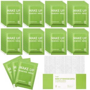 200 Pcs Makeup Remover Wipes Gentle Cleansing Makeup Wipes Waterproof Individually Wrapped Makeup Remover Deep Pore Cleansing Facial Cleansing Wipes for Removing Makeup Dirt (Green)