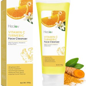 Turmeric Face Wash – Skin Brightening Turmeric Liquid Soap for Discoloration – Natural Anti Aging Exfoliating Turmeric Facial Cleanser for Spots, Acne, Sun Damage – Turmeric Soap Skincare
