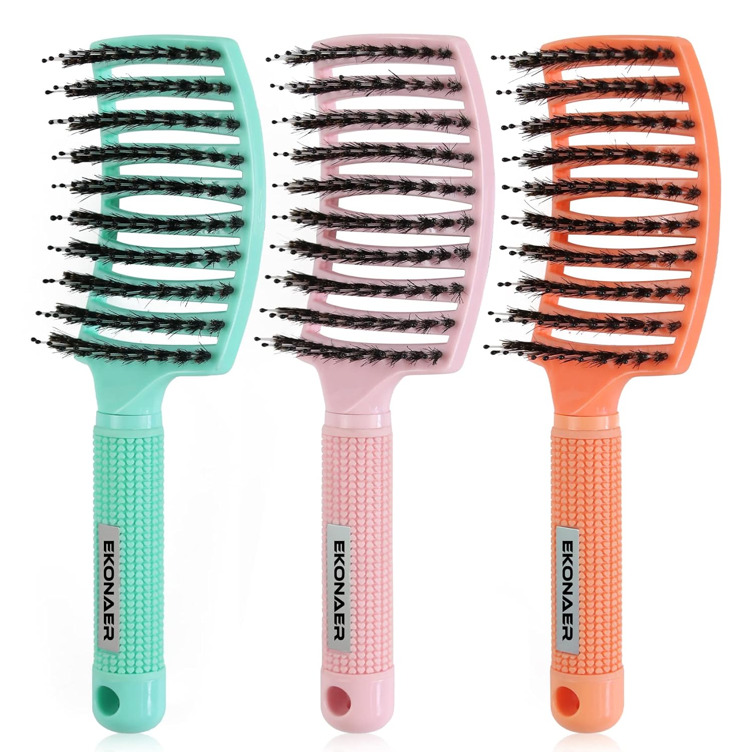 3 Pack Vented Quick Drying Massage Blow Detangler Brush,Boar Bristle Hair Brush Set-Curved,Detangling Hair Brush for Women Long,Thick, Thin, Curly(Green) 3 Pack Vented Quick Drying Massage Blow Detangler Brush,Boar Bristle Hair Brush Set-Curved,Detangling Hair Brush for Women Long,Thick, Thin, Curly(Green)