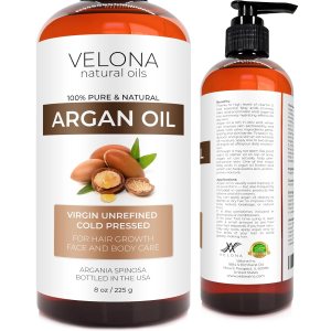 velona Argan Oil – 8 oz | Morocco Oil | Stimulate Hair Growth, Skin, Body and Face Care | Nails Protector | Unrefined, Cold Pressed | Cap Kit