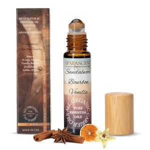 Sandalwood Bourbon Vanilla Cologne Roll-On. Essential Oil with Aromas of Amber, Brandy, Spice and Sweet Tobacco. Sandalwood Cologne for Men – Gentlemen Scent