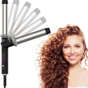 1&ONLYU Professional Diamond Wand, 2 in 1 ERGONOMIC Curling Wand, includes Glove, Aluminum, Heats Very Hot, Hair Curling Tool, Extra Long Barrel, Hair Frizz Wand, Hair Philosophy, Gem Curling iron