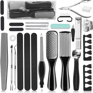 Professional Pedicure Kit, 26 in 1 Stainless Steel Foot Care Tools With Foot File and Callus Remover for Men Women Travel
