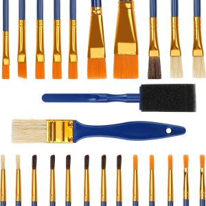 Acrylic Paint Brushes Set, Halobios 25 Pcs Artist Paintbrushes Acrylic Painting Brushes for Children Beginners, Artist Painting Kits for Acrylic Oil Watercolor Gouache