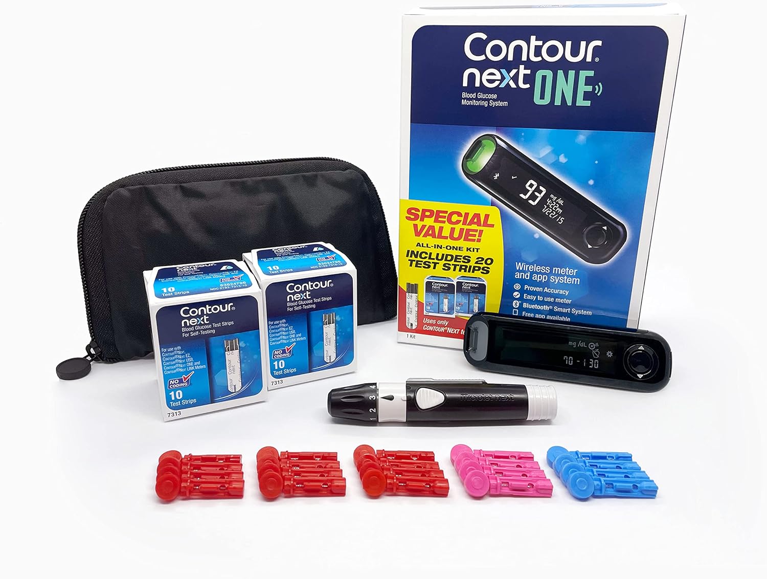 CONTOUR NEXT ONE Blood Glucose Monitoring System All-in-One Kit for Diabetes CONTOUR NEXT ONE Blood Glucose Monitoring System All-in-One Kit for Diabetes
