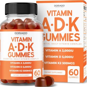 ADK Gummies Vitamin D3 K2 Gummies (60 Sugar Free Gummies) Vitamin D3 K2 10000iu/ 5000iu – ADK Vitamin Supplement – Vitamin ADK – Vitamin D & K – ADK 10 Vitamin Supplement – Vegan – Non GMO – USA Made