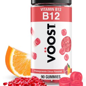 Voost, Vitamin B12 Gummies, Supplement with 500mcg Vitamin B12 for Energy Support at the Cellular Level*, Adult Chewable Vitamin, Pomegranate Citrus Flavored, 30 Day Supply – 90 Count