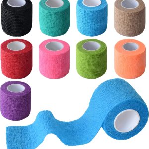 9 Pack 2″ x 5 Yards Self Adhesive Bandage Wrap Self Stick Wrap for Ankle, Wrist, Finger, Sports, Breathable Cohesive Vet Tape for Pets (Multi Colors)