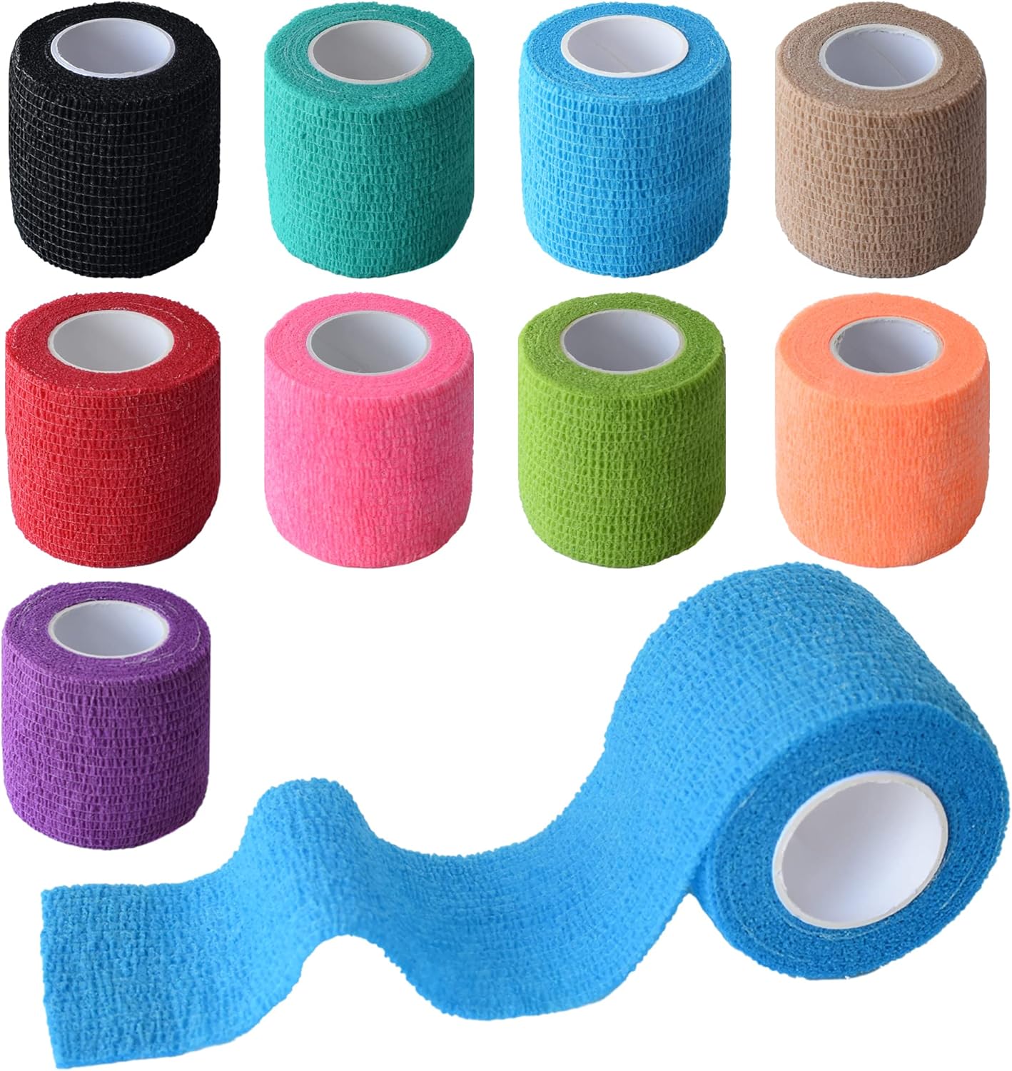 9 Pack 2″ x 5 Yards Self Adhesive Bandage Wrap Self Stick Wrap for Ankle, Wrist, Finger, Sports, Breathable Cohesive Vet Tape for Pets (Multi Colors) 9 Pack 2″ x 5 Yards Self Adhesive Bandage Wrap Self Stick Wrap for Ankle, Wrist, Finger, Sports, Breathable Cohesive Vet Tape for Pets (Multi Colors)