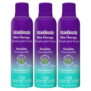 Skintimate Skin Therapy Sensitive Skin Moisturizing Shave Gel for Women with Vitamin E, Aloe and Olive Butter, 7 oz – 3 Pack