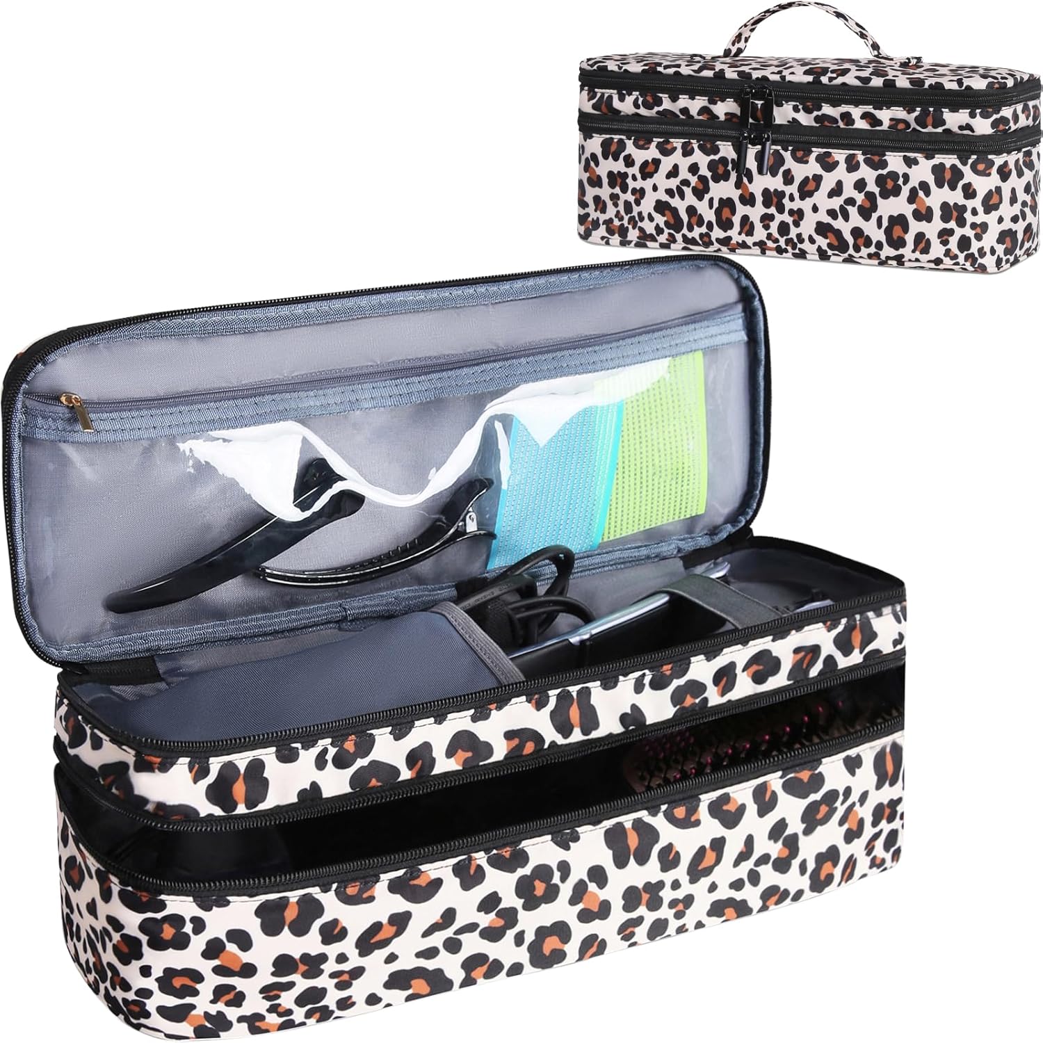 Hair Tools Travel Bag, Double-Layer Travel Carrying Case Compatible with Revlon One-Step Hair Dryer Brush/Volumizer/Styler/Shark FlexStyle Attachment, (Bag Only) Leopard Print Hair Tools Travel Bag, Double-Layer Travel Carrying Case Compatible with Revlon One-Step Hair Dryer Brush/Volumizer/Styler/Shark FlexStyle Attachment, (Bag Only) Leopard Print