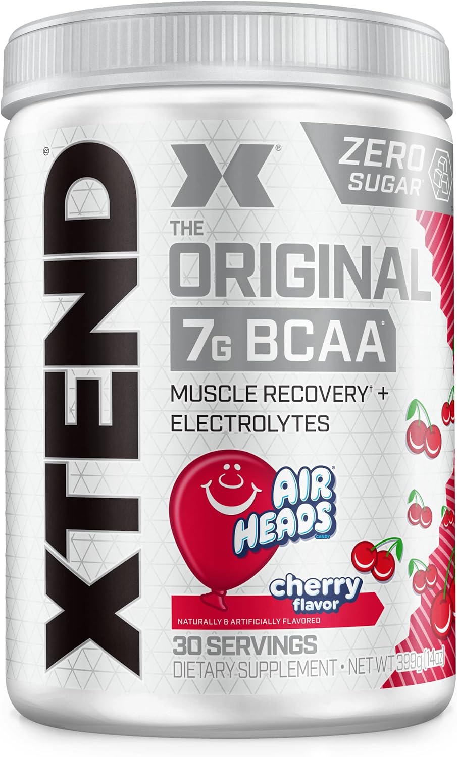 XTEND Original BCAA Powder Airheads Cherry | ZERO CARB, ZERO SUGAR – Post Workout Muscle Recovery Drink with Amino Acids – 7g BCAAs for Men & Women | 30 Servings, Airheads Cherry XTEND Original BCAA Powder Airheads Cherry | ZERO CARB, ZERO SUGAR – Post Workout Muscle Recovery Drink with Amino Acids – 7g BCAAs for Men & Women | 30 Servings, Airheads Cherry