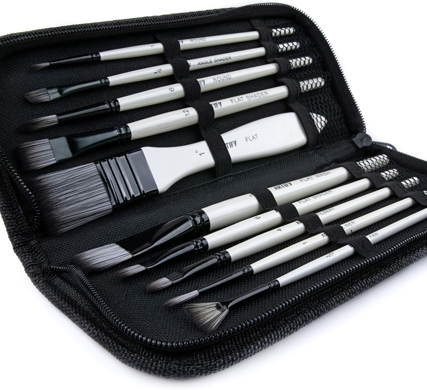 ARTIFY 10 Pieces Paint Brush Set, Intermediate Series, Includes a Carrying Case, Premium Nylon Hair Brushes for Acrylic, Watercolor, Oil and Gouache Painting (White – Premium Nylon Hair) ARTIFY 10 Pieces Paint Brush Set, Intermediate Series, Includes a Carrying Case, Premium Nylon Hair Brushes for Acrylic, Watercolor, Oil and Gouache Painting (White – Premium Nylon Hair)