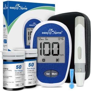 Easy@Home Blood Glucose Monitor Kit: Diabetes Testing Kit with 1 Lancing Device – 100 Test Strips and 100 Blood Lancets – Portable Blood Sugar Test Kit for Home Use EBG-100SL