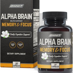 ONNIT Alpha Brain Premium Nootropic Brain Supplement, 30 Count, for Men & Women – Caffeine-Free Focus Capsules for Concentration, Brain Booster & Memory Support – Cat’s Claw, Bacopa, Oat Straw