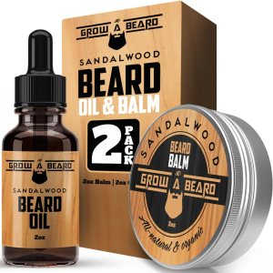 Beard Oil For Men, Beard Growth Oil, Beard Care, Best Beard Oil, All Natural, Sandalwood & Citrus Scent, Mens Gifts (2 Pack Of 2 oz) (Oil and Balm)