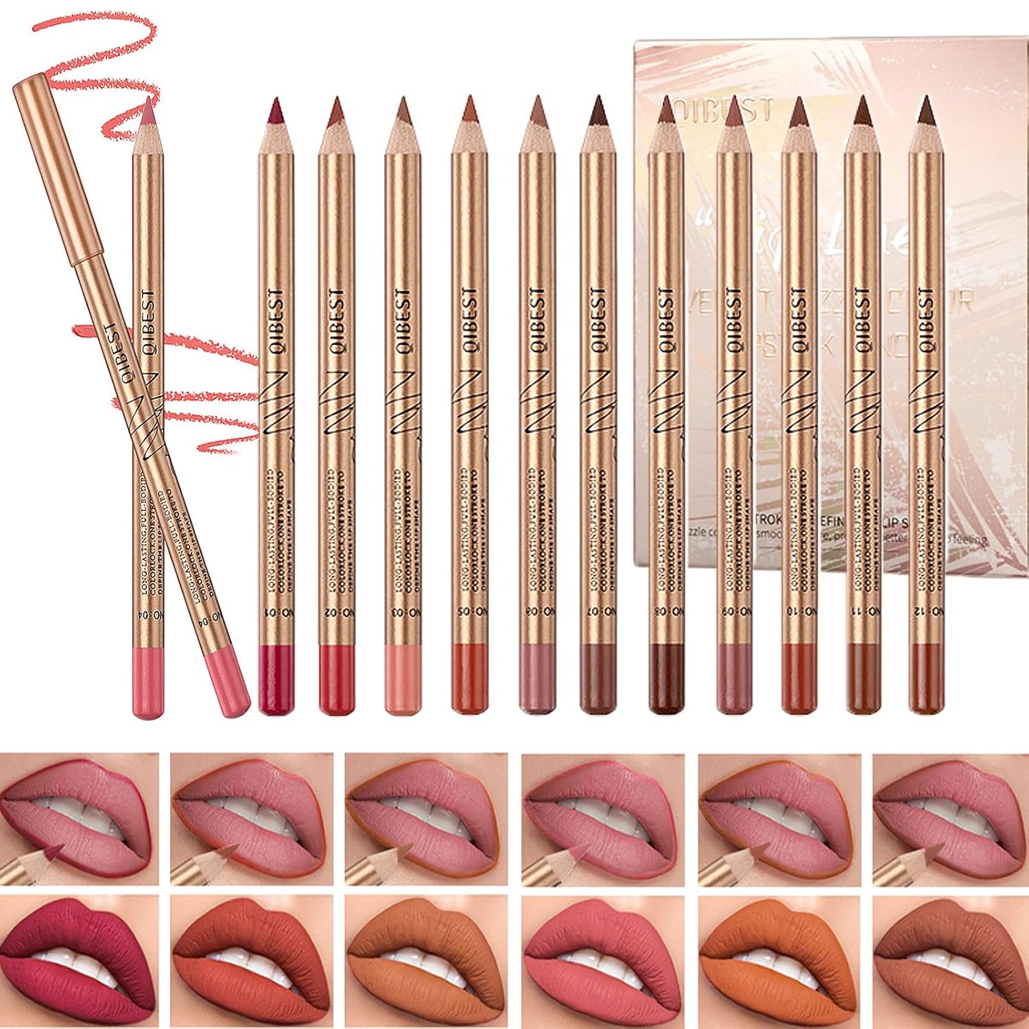12 pcs Lipstick Pencil Matte Lip Liner Set, Plump Nude Lip Shape No Smudge Longwear Non-sticky High Pigmented Natural Lip Gloss Primer Makeup (A) 12 pcs Lipstick Pencil Matte Lip Liner Set, Plump Nude Lip Shape No Smudge Longwear Non-sticky High Pigmented Natural Lip Gloss Primer Makeup (A)
