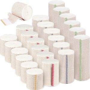 24 Pack Elastic Bandage Wrap (6×2”, 6×3″, 6×4″, 6×6″) Compression Bandage Wrap with Hook and Loop Closure on Both Ends Self Adhesive Bandage Wrap for Sports, Medical, and Injury Recovery