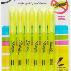 SHARPIE 27108PP Accent Pocket Style Highlighter, Fluorescent Yellow, 6-Pack