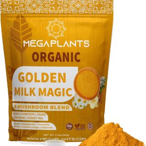 Golden Milk Magic (50 Servings) | Superfood 5 Mushroom Blend for Sleep, Relaxation, Relief | Turmeric, Ashwaghanda, Valerian, Chamomile + 5 Mushroom Blend | Smoothie, Hot Beverage