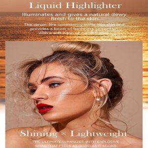 Pink Liquid Highlighter Makeup, Chameleon Highly Pigmented Liquid Contour, Long Lasting Waterproof Body Shimmer Luminizer Stick Highlight Illuminator for Face Body Eyes Cheeks (#04 Pink)