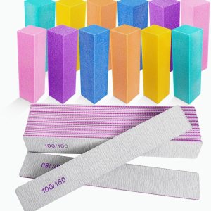 Nail Files and Buffers (24 Pack), Nail Buffer Block Nail File Set for Acrylic and Natural Nails, Professional Manicure Tool 4 Sides 100/120/180 Grit Emery Board Sponge Buffing Buffers Blocks Gray