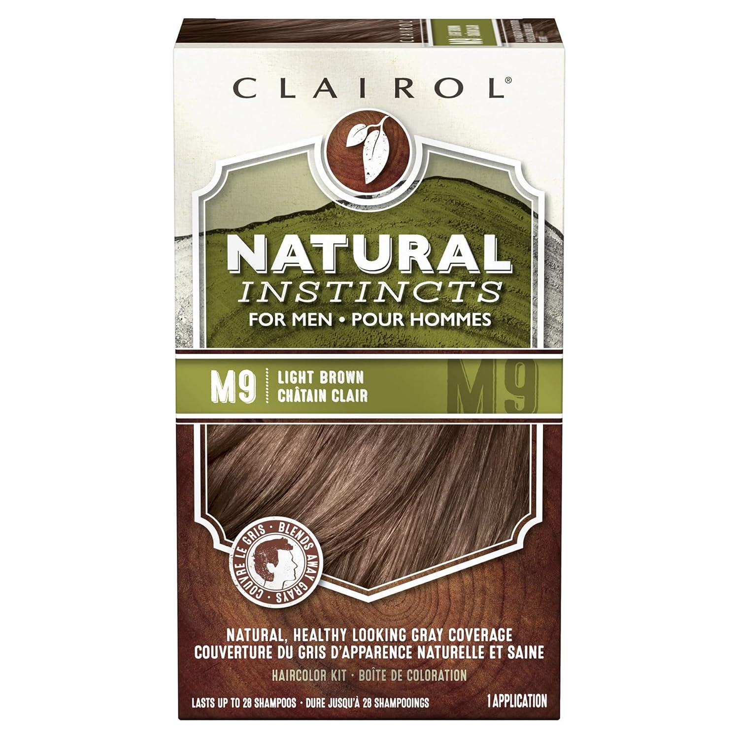 Clairol Natural Instincts Semi-Permanent Hair Dye for Men, M9 Light Brown Hair Color, Pack of 1 Clairol Natural Instincts Semi-Permanent Hair Dye for Men, M9 Light Brown Hair Color, Pack of 1