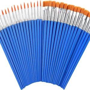 60 Pcs Paint Brushes,Round Flat Small Brush Bulk for Detail Painting