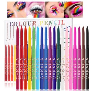 18 Colorful Eyeliner Pen Set, Eye Shadow Pencil, Pearl Eyeliner Kit Metallic Eyeliner Pencil Glitter Colored Eyeliner for Women Eye&Lip Liner Professional Waterproof Retractable Colorful Eyeliner
