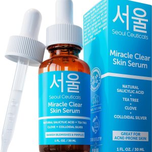 SeoulCeuticals Korean Acne Serum, Skin Care Treatment for Acne Prone Skin – Rapid Action Salicylic Acid, Tea Tree & Clove For Even Skin Tone 1oz