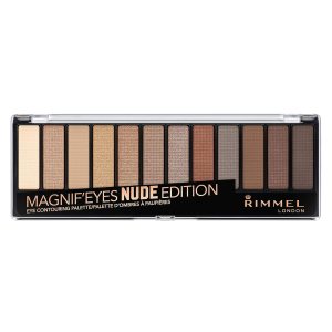 Rimmel London Magnif’Eyes Eyeshadow Palette, 12 Shades, Blendable Formula, Versatile, 001, Nude, 0.5oz