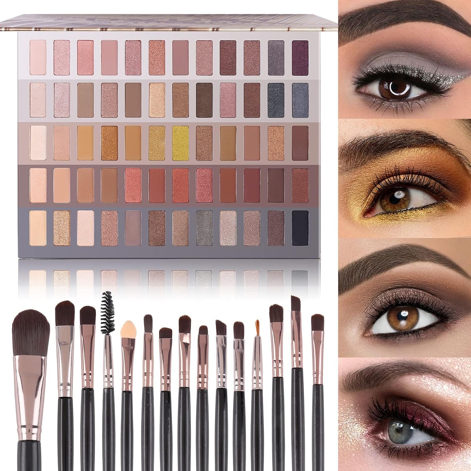 UCANBE 60 Colors Naked Eyeshadow Palette + Makeup Brush Set, All in One Nude Neutral Smokey Makeup Pallet with Brushes, Pigmented Warm Matte Shimmer Powder Eye Shadows Cosmetic Halloween Beauty Kit UCANBE 60 Colors Naked Eyeshadow Palette + Makeup Brush Set, All in One Nude Neutral Smokey Makeup Pallet with Brushes, Pigmented Warm Matte Shimmer Powder Eye Shadows Cosmetic Halloween Beauty Kit