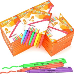 NICETY Highlighters, 128 Bulk Pack Highlighters Assorted Colors, 8 Colors Chisel Tip, Assorted Fluorescent, Pack of 16, Fast Drying And Non-Toxic Highlighter Pens Suitable For Office, School.
