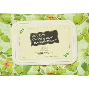 The Face Shop Herb Day 365 Cleansing Wipes – Make Up Remover Face Wipes with Rosemary Extract – Non-Irritating – Refreshing, Brightening, Moisturizing – Korean Skin Care Make Up Wipes