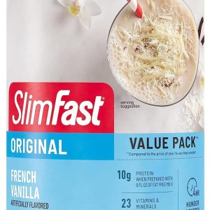 SlimFast Meal Replacement Powder, Original French Vanilla, Shake Mix, 10g of Protein, 22 Servings (Packaging May Vary)