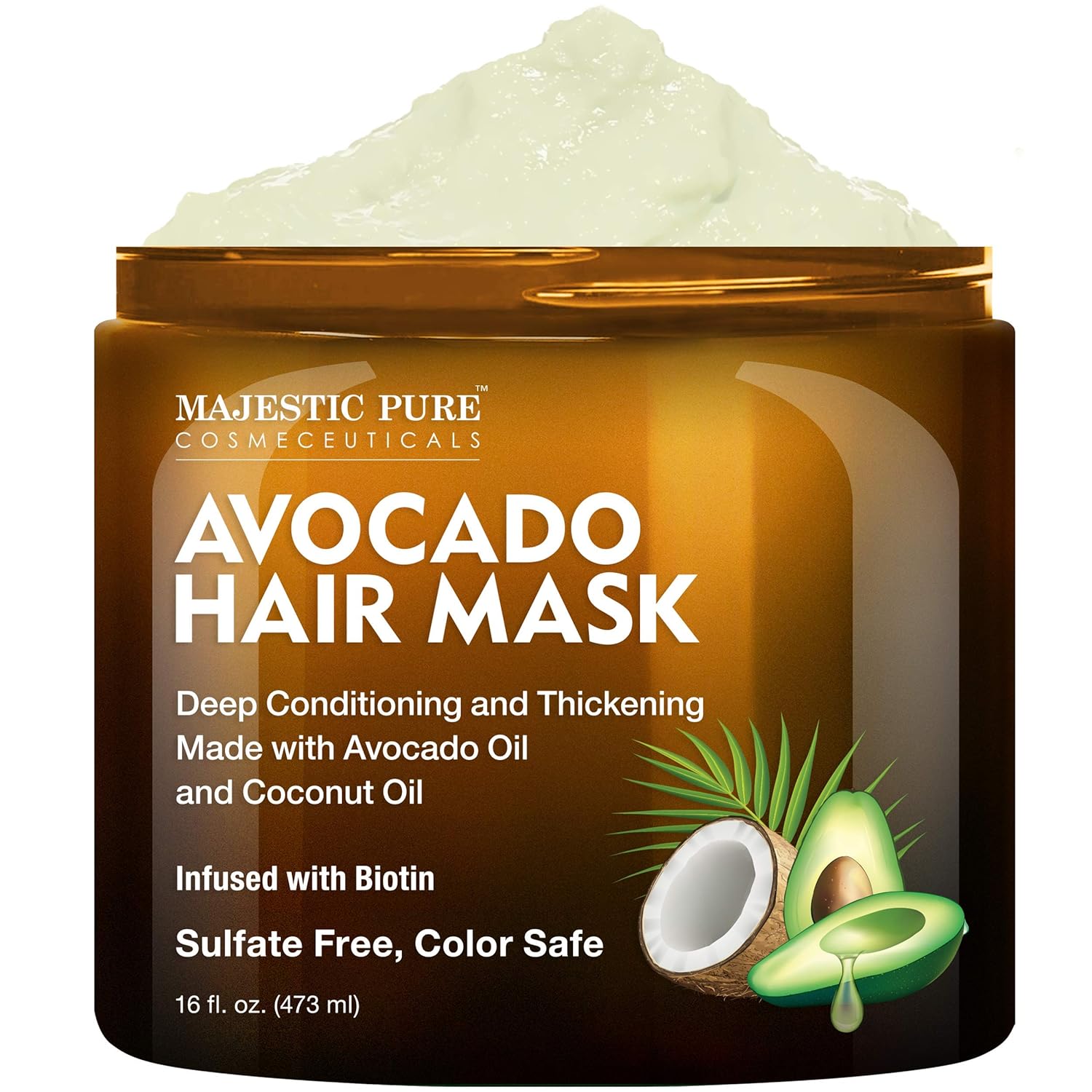 MAJESTIC PURE Avocado and Coconut Hair Mask for Dry Damaged Hair – Infused with Biotin – Deep Conditioning, Hair Thickening, for Healthy Hydrated Hair, Sulfate Free, 16 fl oz MAJESTIC PURE Avocado and Coconut Hair Mask for Dry Damaged Hair – Infused with Biotin – Deep Conditioning, Hair Thickening, for Healthy Hydrated Hair, Sulfate Free, 16 fl oz