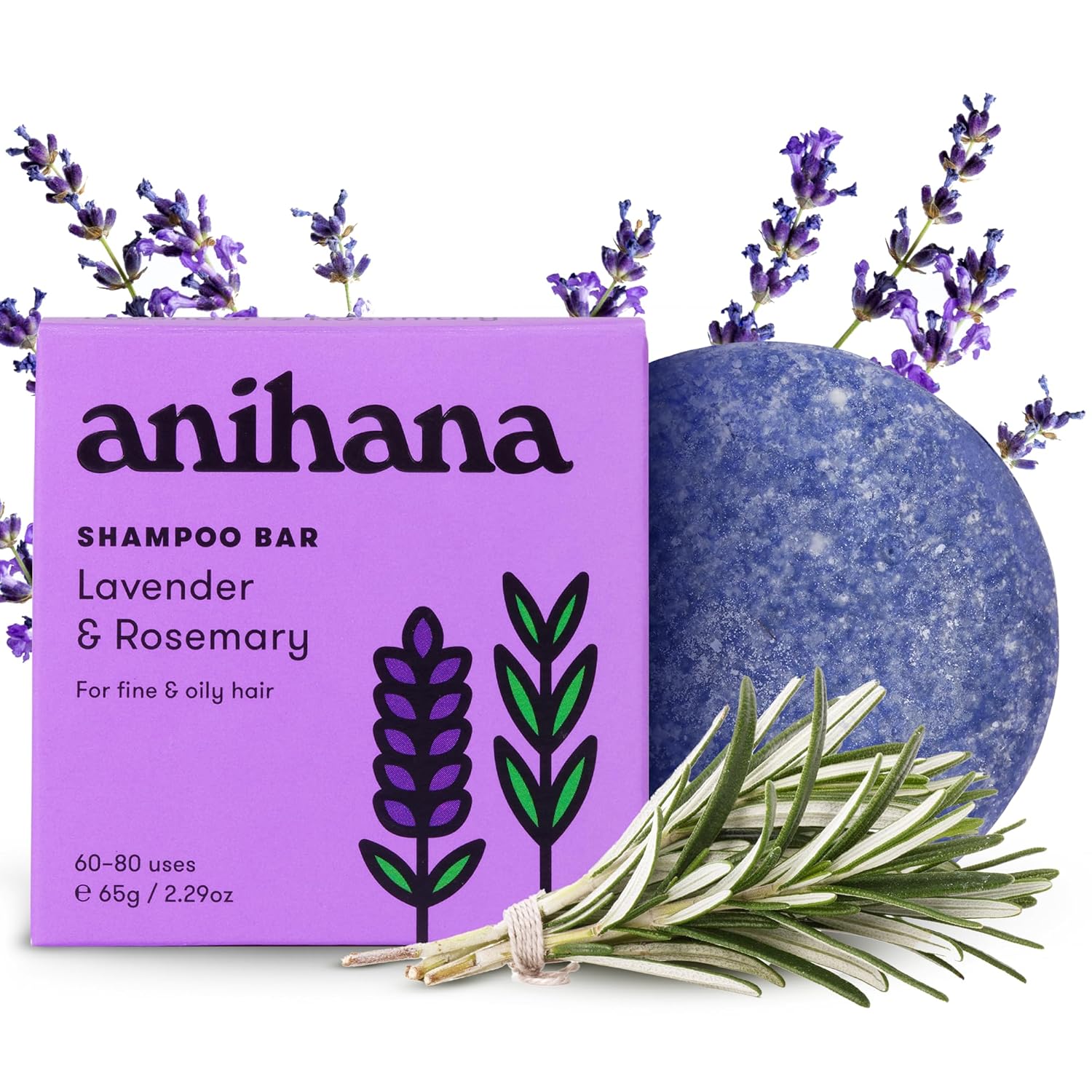 ANIHANA Shampoo Bar for Fine & Oily Hair Types Paraben Free Cruelty Free Refreshing Lavender and Rosemary Scent 2.29 oz ANIHANA Shampoo Bar for Fine & Oily Hair Types Paraben Free Cruelty Free Refreshing Lavender and Rosemary Scent 2.29 oz