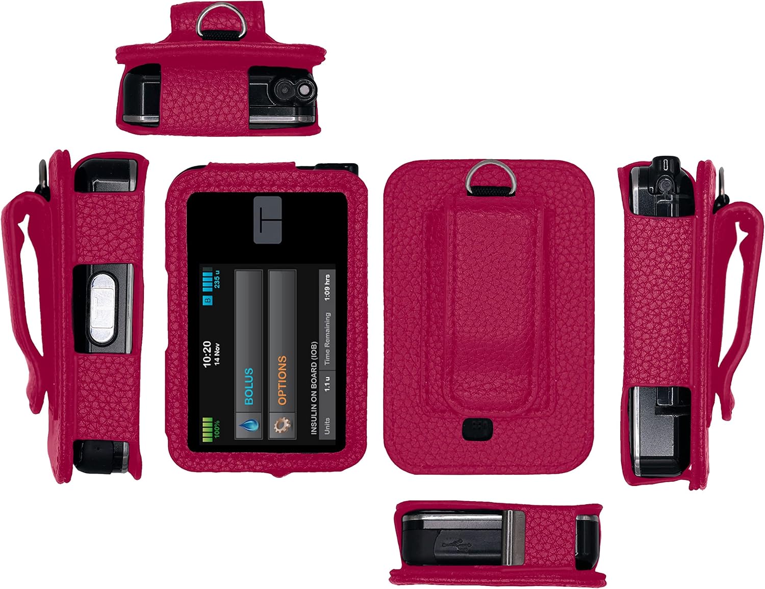 Premium Fitted Leather Case with Screen Protector & Belt Clip (Neck Lanyard) for Tandem Diabetes Care Insulin Pump T:slim X2 (All models) (Vertical-B1-HPink) Premium Fitted Leather Case with Screen Protector & Belt Clip (Neck Lanyard) for Tandem Diabetes Care Insulin Pump T:slim X2 (All models) (Vertical-B1-HPink)