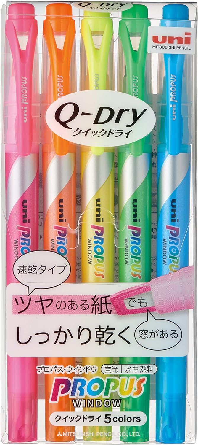 Uni Propus Window Quick Dry Highlighter Pen Set 5 Colors (PUS-138T 5C) Uni Propus Window Quick Dry Highlighter Pen Set 5 Colors (PUS-138T 5C)