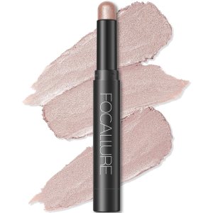 FOCALLURE Shimmer and Matte Cream Eyeshadow Stick,Smooth Brilliant Eye Brightener Pencil for Women,Long Lasting Waterproof Eye Shadow and Liners Makeup,CHAMPAGNE